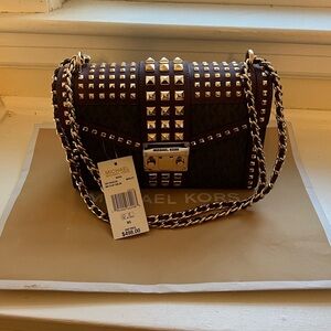 Michael Kors Rose medium flap studded shoulder bag